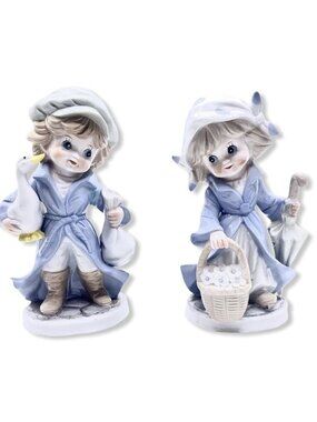 VTG Arnart KPM Porcelain Figures Set Country Children Goose Basket Umbrella
